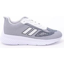 Dijital Baskılı Unisex Gri Beyaz Triko Görünümlü Poly Taban Günlük Spor Ayakkabı