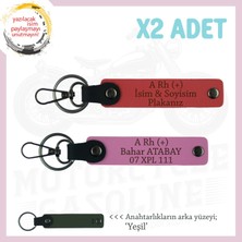 Ehliyeti Olanlara Hediye Isim Plaka ve A Rh (+) Kan Grubu Yazılı X2 Anahtarlık, Nar Çiçeği-Pembe-Ysl