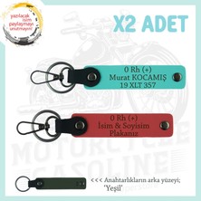 Dostlara Özel, Isim Plaka ve 0 Rh (+) Kan Grubu Yazılı Hediye X2 Anahtarlık, Nar Çiçeği-Turkuaz-Ysl