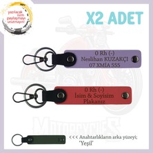 Motosiklet Maceracılarına, Isim Plaka ve 0 Rh (-) Kan Grubu, X2 Set Anahtarlık, Nar Çiçeği-Mor-Ysl