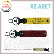 Motor Tutkunlarına, Isim Plaka ve 0 Rh (+) Kan Grubu Yazılı Özel Üretim X2 Anahtarlık, Sarı-Bordo-Sk