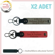 Hız Aşıkları Için Özel Isim Plaka, A Rh (+) Kan Grubu Yazılı X2 Anahtarlık, Nar Çiçeği-Kül Gri-Laci