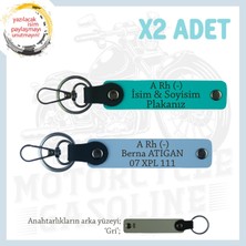 Sürücülere Özel Isim Plaka ve A Rh (-) Kan Grubu Yazılı Hediye Anahtarlık 2'li, K Turkuaz-Mavi-Gr