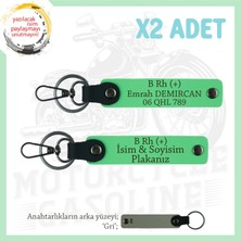 Motosiklet Tutkunlarına, Isim Plaka ve B (+) Kan Grubu Yazılı Acil Durum X2 Anahtarlık, F Yeşil-Gr