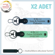 Yol Tutkunu Için, Isim Plaka ve B Rh (+) Kan Grubu Kişiselleştirilmiş X2 Anahtarlık, Yeşil-Mavi-Laci