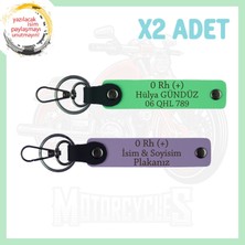 Mor Menekşe-Gök Mavi, Hız Severlere Özel Isim Plaka ve 0 Rh (+) Kan Grubu Yazılı 2'li Anahtarlık Set