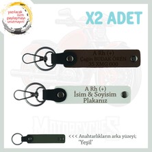 Motor Tutkunlarına, Isim Plaka ve A Rh + Kan Grubu Yazılı Kişisel X2 Anahtarlık, K Kahve-Beyaz-Ysl