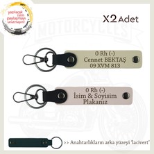 Hız Aşıkları Için Özel Isim Plaka, 0 Rh (-) Kan Grubu Yazılı Deri X2 Anahtarlık, Pudra-S Kahve-Laci