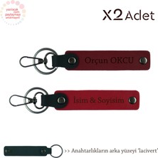Kankaya Doğum Günü Hediyesi, Isim Yazılı 2’li Anahtarlık Hediye Takımı, Kırmızı-Bordo-Lacivert