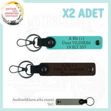 Miawiki Motor Severlere Hediye, Isim Plaka ve A Rh (+) Kan Grubu Yazılı X2'li Anahtarlık, K Kahve-Turkuaz-Gr