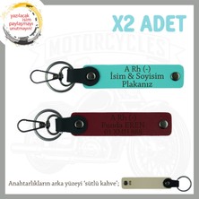 Miawiki Motor Tutkunlarına Özel Isim Plaka, A- Kan Grubu Yazılı Özel Üretim X2 Anahtarlık, Turkuaz-Bordo-Sk