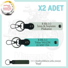 Miawiki Motor Gruplarına Isim Plaka ve B Rh (+) Yazılı Özel Tasarım X2 Anahtarlık Hediye , Beyaz-Turkuaz-Ysl
