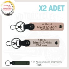 Miawiki Hız Severlere Özel, Isim Plaka ve A Rh (+) Kan Grubu Yazılı X2 Anahtarlık Set, Yavruağzı-Pudra-Ysl