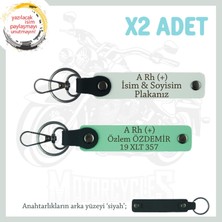 Miawiki Hız Tutkunlarına Özel Isim Plaka, A Rh (+) Kan Grubu Yazılı Deri X2 Anahtarlık Set, Yeşil-Beyaz-Syh