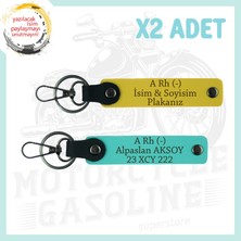 Miawiki Sarı-Turkuaz, Motor Severlere, Isim Plaka ve A Rh (-) Kan Grubu Yazılı Özel Tasarım 2'li Anahtarlık