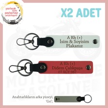 Miawiki Hız Severlere Özel, Isim Plaka ve A Rh (+) Kan Grubu Yazılı X2 Anahtarlık Set, Nar Çiçeği-Beyaz-Gr