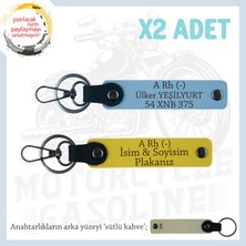 Miawiki Hız Severlere Çok Özel Hediyeler, Isim Plaka ve A Rh (-) Kan Grubu Deri X2 Anahtarlık, Sarı-Mavi-Sk