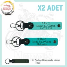 Miawiki Motosiklet Gruplarına Hediye Isim Plaka, B- Kan Grubu Yazılı X2 Anahtarlık, K Turkuaz-Turkuaz-Ysl