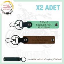 Miawiki Motosiklet Severlere, Isim Plaka ve A Rh - Kan Grubu Yazılı, Motorcu X2 Anahtarlık, Kahve-Yeşil-Laci