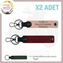 Miawiki Motor Severlere Özel, Isim Plaka ve A Rh (-) Kan Grubu Yazılı X2 Anahtarlık, Yavruağzı-F Yeşil-Ysl