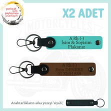 Miawiki Isim Plaka ve A Rh (-) Kan Grubu Yazılı Kişiselleştirilen 2'li Hediye Anahtarlık, Kahve-Turkuaz-Syh