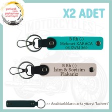 Miawiki Tek Teker, Isim Plaka ve B Rh (-) Kan Grubu Yazılı Kişiye Özel X2 Anahtarlık, Pudra-K Turkuaz-Laci