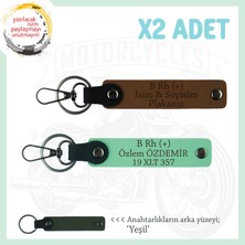 Miawiki Motosiklet Severlere, Isim Plaka ve B Rh + Kan Grubu Yazılı, Motorcu X2 Anahtarlık, Kahve-Yeşil-Ysl