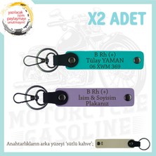 Miawiki Motosiklet Severlere Özel, Isim Plaka ve B Rh (+) Kan Grubu, Acil Durum Anahtarlık, Mor-K Turkuaz-Sk