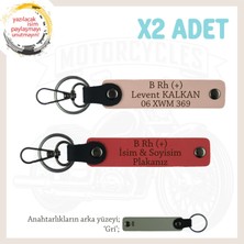 Miawiki Sürücü Için Isim Plaka ve B Rh (+)Kan Grubu Yazılı Acil Durum X2 Anahtarlık, Nar Çiçeği-Yavruağzı-Gr