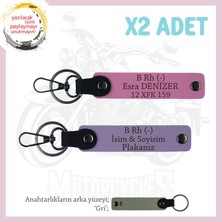 Miawiki Motor Severlere Özel, Isim Plaka, B Rh (-) Kan Grubu Yazılı Özel Tasarım X2 Anahtarlık, Mor-Pembe-Gr