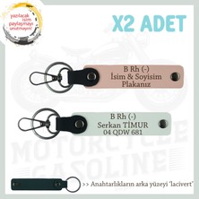 Miawiki Motorcu Friends Hediye, Isim Plaka ve B Rh (-) Kan Grubu Yazılı X2 Anahtarlık, Yavruağzı-Beyaz-Laci