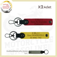 Miawiki Motor Severlere Özel, Isim Plaka ve 0 Rh (-) Kan Grubu Yazılı X2 Anahtarlık Hediye, Kırmızı-Sarı-Gr