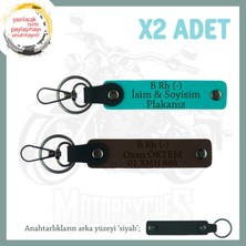 Miawiki Motor Tutkunlarına Özel, Isim Plaka ve B- Kan Grubu Yazılı Özel X2 Anahtarlık, K Turkuaz-K Kahve-Syh