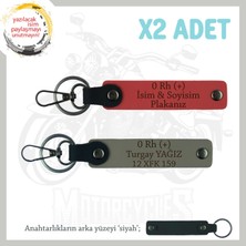 Miawiki Hız Aşıkları Için Özel Isim Plaka ve 0 Rh (+) Kan Grubu Yazılı X2 Anahtarlık, Nar Çiçeği-Kül Gri-Syh