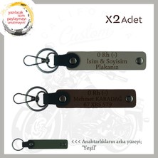 Miawiki Kardeş Için Isim Plaka ve 0 Rh (-) Kan Grubu Yazılı Kişiselleşmiş X2 Anahtarlık, Kül Gri-K Kahve-Ysl