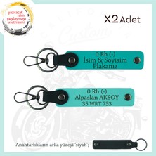 Miawiki Motosiklet Severlere Hediyelik, Isim Plaka, 0- Kan Grubu Yazılı X2 Anahtarlık, K Turkuaz-Turkuaz-Syh