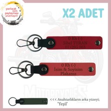 Miawiki Motorcu Yolculara Isim Plaka ve 0 Rh (-) Kan Grubu Yazılı Deri X2 Anahtarlık, Nar Çiçeği-Kırmızı-Ysl