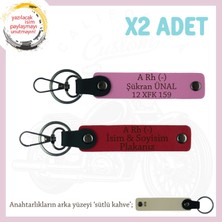 Miawiki Motosiklet Aşıkları Için Isim Plaka ve A Rh (-) Kan Grubu Yazılı X2 Anahtarlık Set, Kırmızı-Pembe-Sk