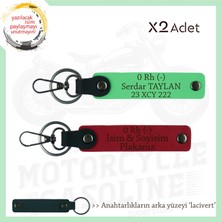 Miawiki Motor Tutkunlarına, Isim Plaka ve 0 Rh (-) Kan Grubu Yazılı X2 Anahtarlık Set, Kırmızı-F Yeşil-Laci