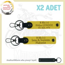 Miawiki Ilk Araba Alana Çok Anlamlı Hediye Isim Plaka ve B Rh (+) Kan Grubu Yazılı 2'li Anahtarlık, Sarı-Syh