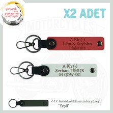 Miawiki Hız Severlere Özel, Isim Plaka ve A Rh (-) Kan Grubu Yazılı X2 Anahtarlık Set, Nar Çiçeği-Beyaz-Ysl