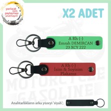 Miawiki Motosiklet Severlere, Isim Plaka ve A Rh (-) Kan Grubu Yazılı X2 Anahtarlık, Nar Çiçeği-F Yeşil-Syh