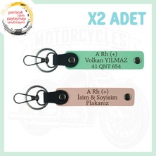 Miawiki Yavruağzı-Yeşil, Motor Severlere Özel Isim Plaka ve A+ Kan Grubu Yazılı Özel Tasarım 2'li Anahtarlık