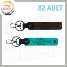 Miawiki K. Turkuaz-K. Kahve, Motor Tutkunlarına Özel, Isim Plaka ve A+ Kan Grubu Yazılı Özel 2'li Anahtarlık