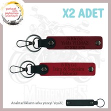 Miawiki Yol Arkadaşlarına, Isim Plaka ve B Rh (+) Yazılı Kişiselleştirilmiş X2 Anahtarlık, Kırmızı-Bordo-Syh