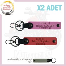 Miawiki Yol Sürücülerine Özel Anı Hediye Isim Plaka, B Rh (+) Kan Grubu X2 Anahtarlık, Nar Çiçeği-Pembe-Gr