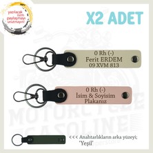 Miawiki Motosiklet Severlere, Isim Plaka ve 0 Rh (-) Kan Grubu Yazılı X2 Anahtarlık, Yavruağzı-S Kahve-Ysl