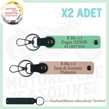 Miawiki Elektrikli Motorlara Uygun, Isim Plaka ve B+ Kan Grubu Yazılı 2'li Anahtarlık, Yavruağzı-Yeşil-Laci