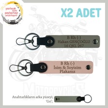 Miawiki Motorcu Sevgiliye Hediye Isim Plaka ve B Rh (-) Kan Grubu Yazılı X2 Anahtarlık, Yavruağzı-Kül Gri-Gr