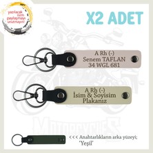 Miawiki Hız Aşıkları Için Özel Isim Plaka ve A Rh (-) Kan Grubu Yazılı Deri X2 Anahtarlık, Pudra-S Kahve-Ysl